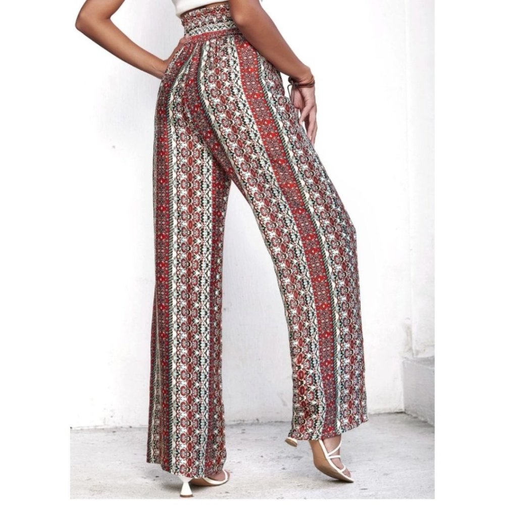 Boho Shirred Waist Wide Leg Pant - Picture 3 of 6
